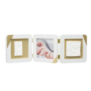 Baby Art Bilderrahmen mit Abdruck - My Baby Touch Gold dipped white Double Print Frame