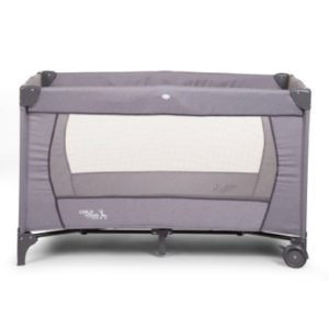 CHILDHOME Reisebett Canvas Grau 60 x 120 cm mit Rollen Welcome to my first suite