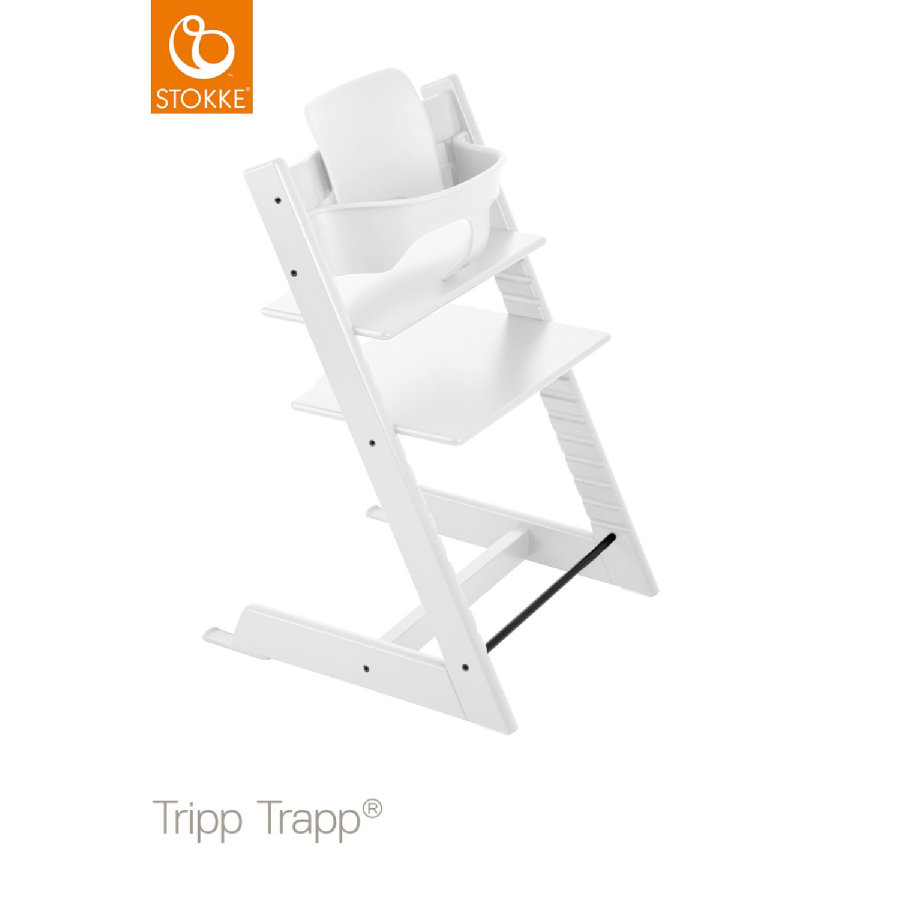 STOKKE® Tripp Trapp® Hochstuhl inkl. Baby Set Buche weiß + Gratis Tray weiß STOKKE® Tripp Trapp® Hochstuhl inkl. Baby Set Buche weiß + Gratis Tray weiß