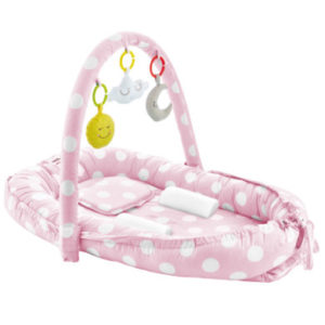 babyJem Baby Nestchen mit Seiten, Kopfschutz und Spielbogen pink