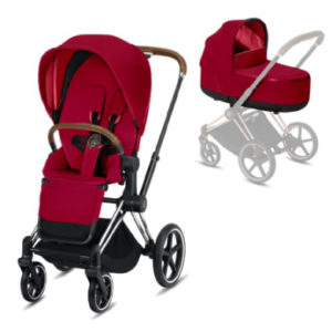 cybex PLATINUM Kombikinderwagen Priam Chrome Braun/True Red
