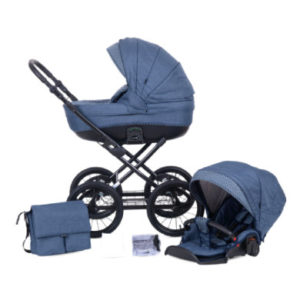 knorr-baby Kombikinderwagen Kreta 9-teiliges Set Blau mit Punkten